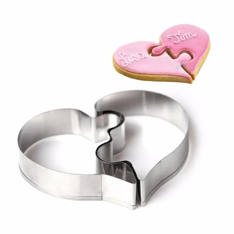 2 Pcs/Set Heart Cookie Cutters Half Heart Fit Heart Cookie Cutters