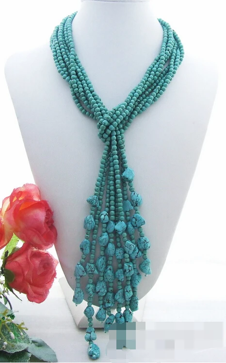 

Jew2494 4Strds 50'' Fire Turquoise Necklace