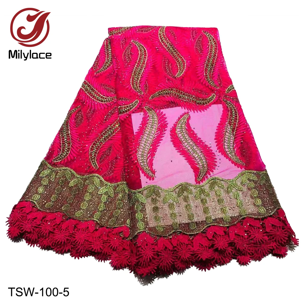 Milylace нигерийские кружевные ткани 5 ярдов вышивка сетка кружева с разноцветной