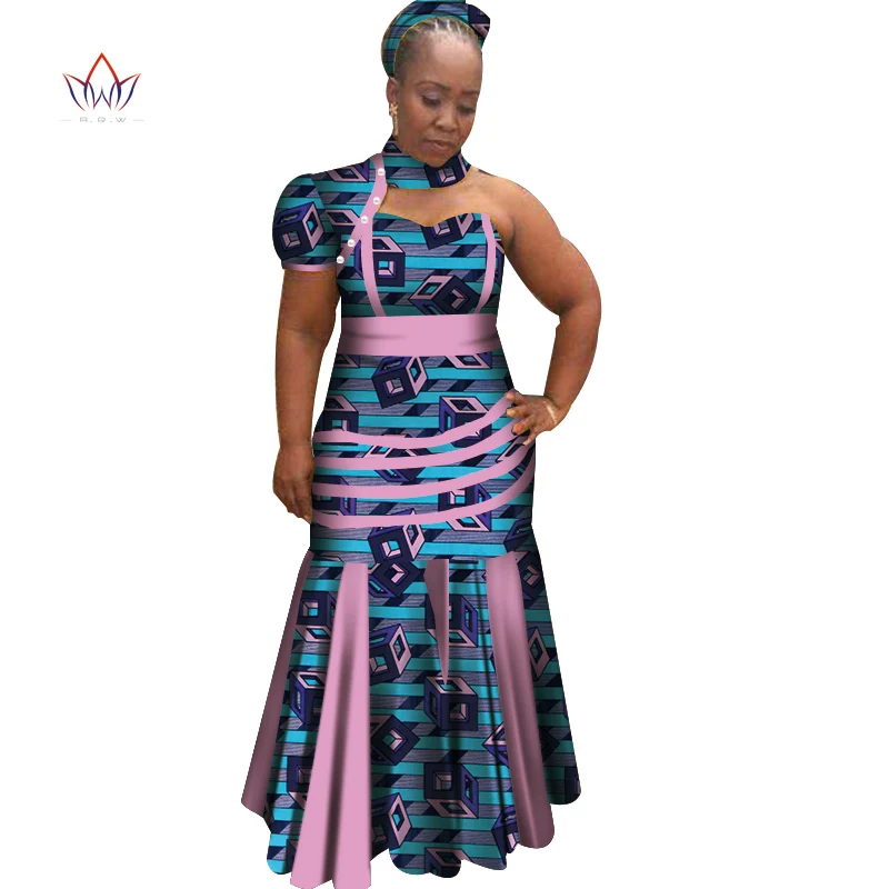 Новые женские длинные платья Дашики с платком Bazin Riche, африканские лоскутные платья для женщин, одежда в африканском стиле WY4070 - Цвет: 13