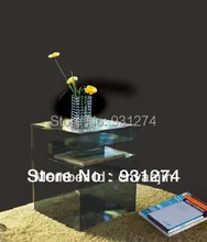 New design black acrylic office desks with magazine racks Lucite coffee table for leisure garden sets