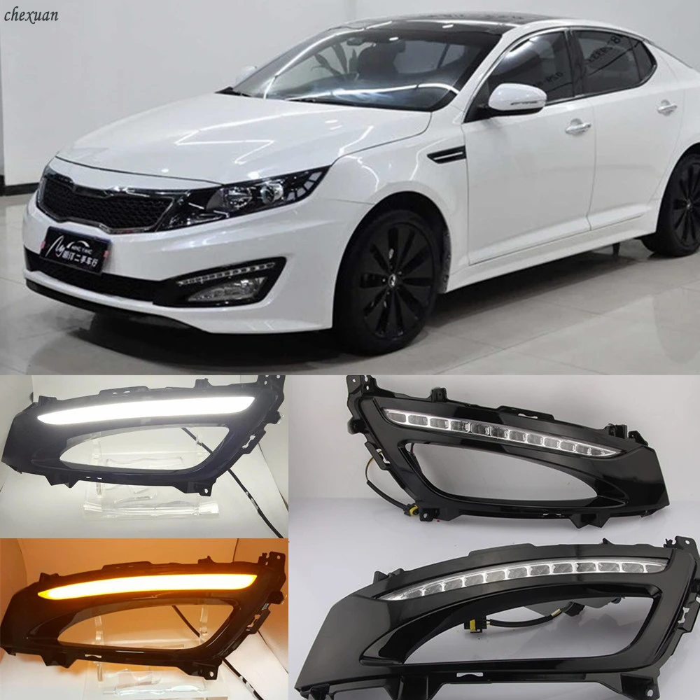 

CSCSNL 1 Set Turn Yellow Signal Car LED DRL Daytime Running Lights ABS Fog Lamps Cover Lights For KIA K5 2011 2012 2013 2014