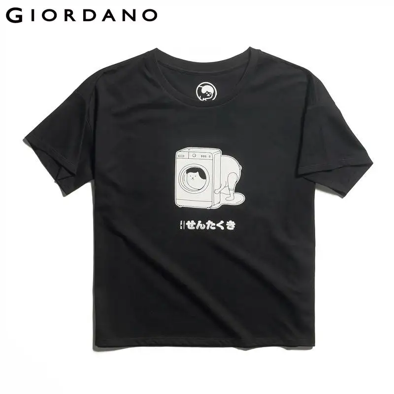 Giordano Женская летняя футболка Серия WHIKO печать графическая 100% хлопок Новая мода
