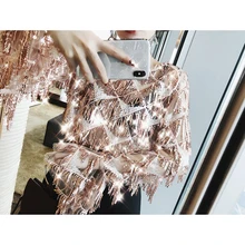 Новое Поступление Полиэстер Broadcloth Весна и осень корейские женские блестящие пайетки кулон украшение зелень марлевые футболка