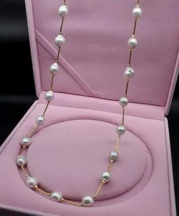 Ожерелье из белого жемчуга в японском стиле Касуми 30 дюймов 14K золото бесплатная