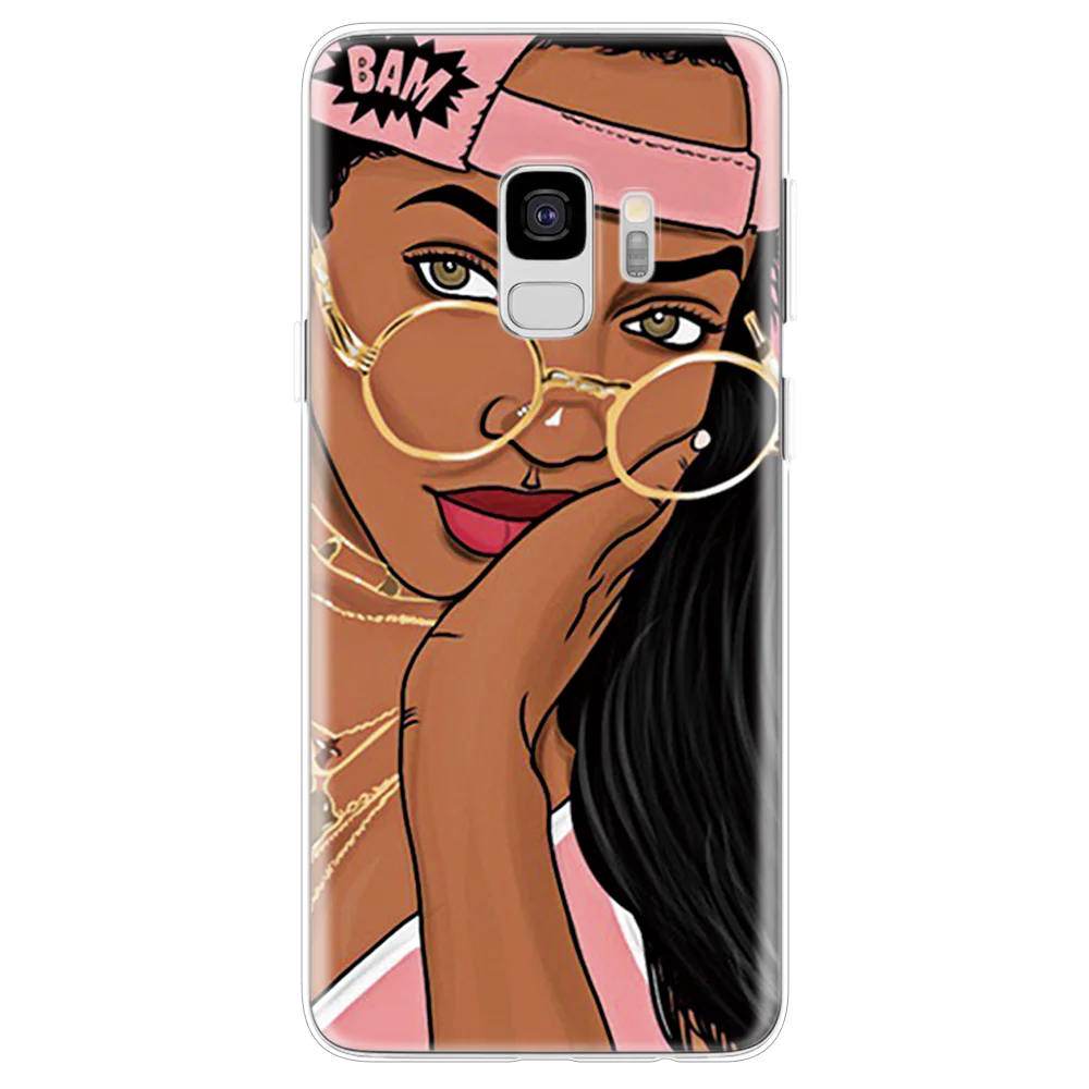 Черный женский чехол для афро девушек samsung Galaxy S11 S10 S8 S9 S10e S11e S6 S7 Edge Plus силиконовый