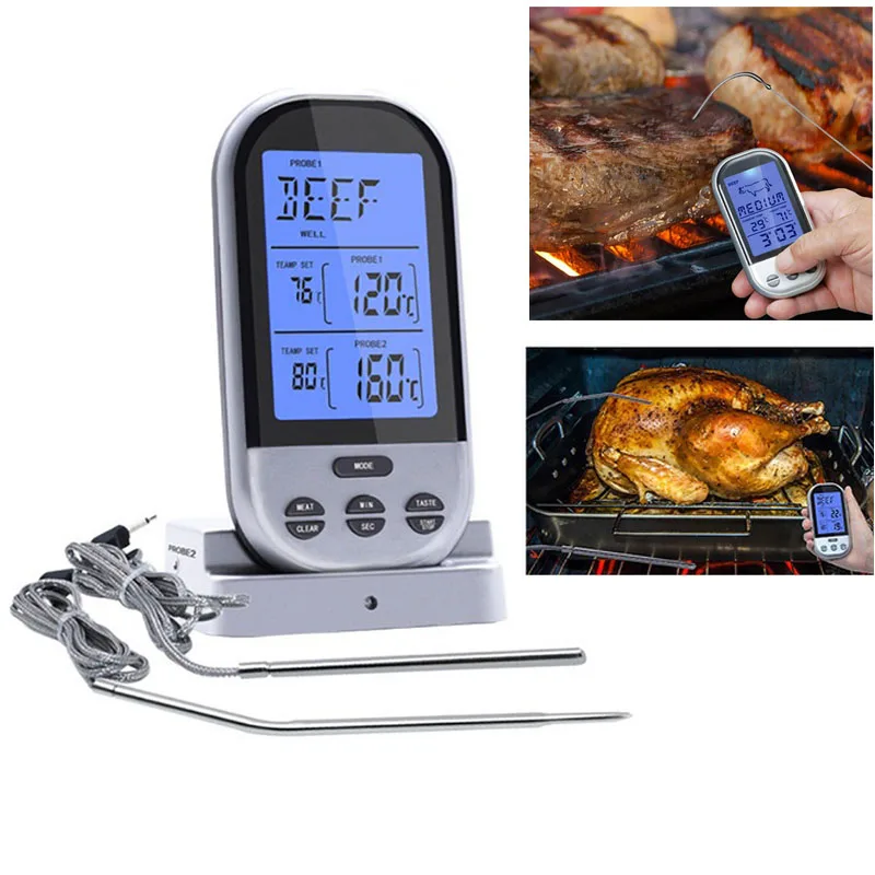 Upgrade Smart RF Wireless Meat Thermometer Kitchen Food Barbecue