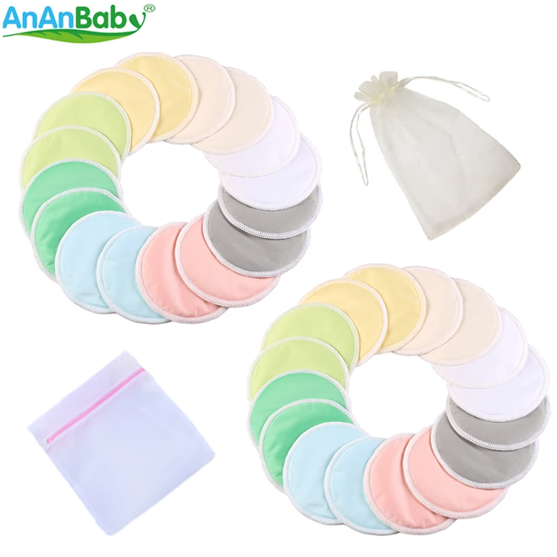 

Ananbaby Hotsale 10PCS Washable Bamboo Nursing Pad Super Absorbency Breast Pads With A Washing Bag And A Gift Bag