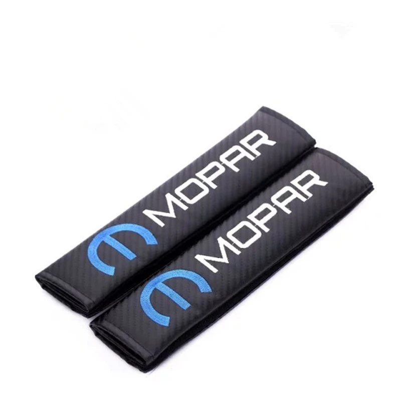 2017 Hot Black Carbon Fiber Seat Belt Cover Pads fit for Chrysler MOPAR