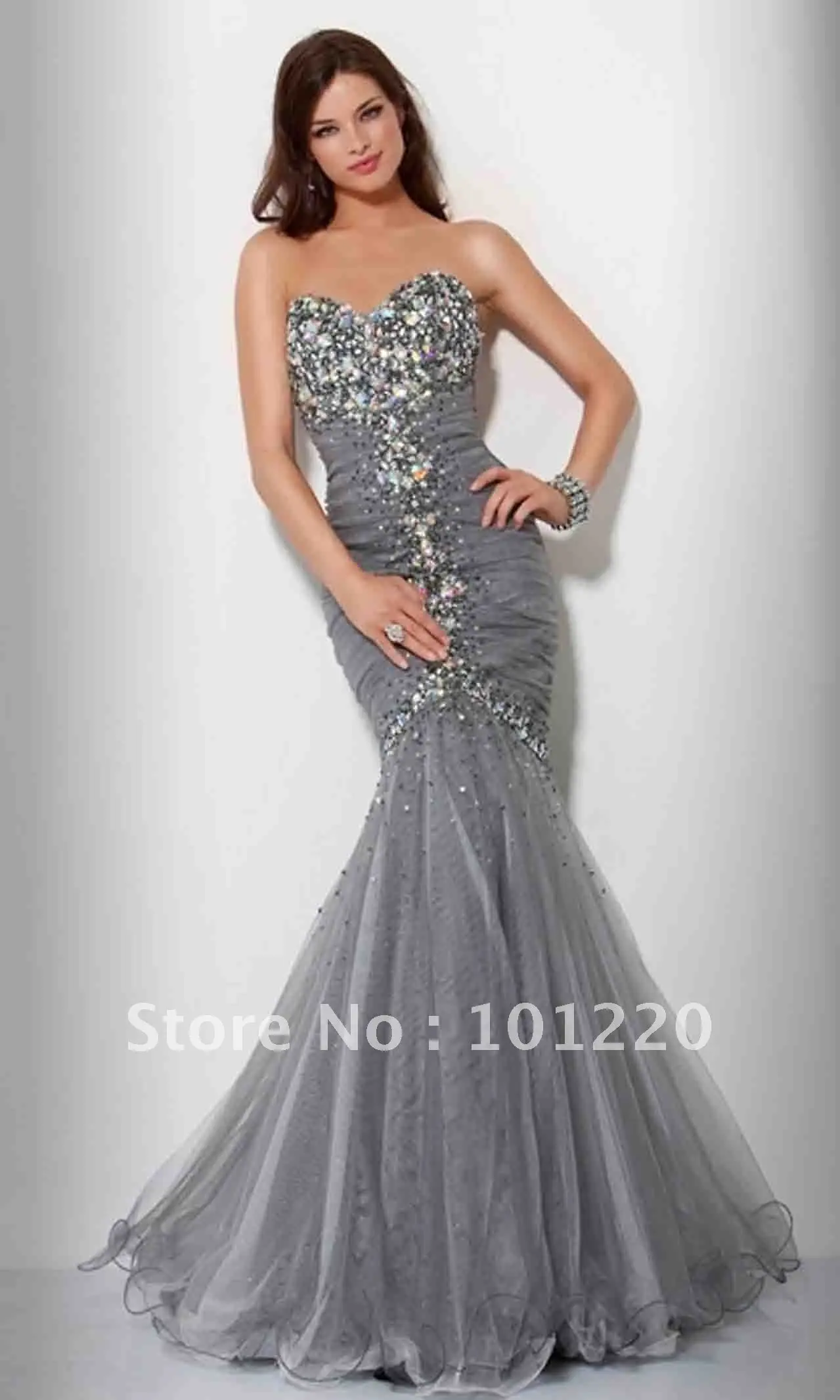 Free Shipping Wholesale Grey Mermaid Dress Floor Length Strapless