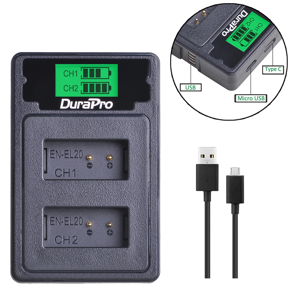 En El En El Lcd Dual Usb Battery Charger With Type C Port For Nikon 1 J1 J2 J3 S1 Coolpix A1 Aw1 Camera Chargers Aliexpress