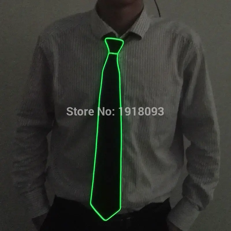 Высокое качество 10 Цвет доступны световой EL галстук Светодиодные ленты галстук неоновые галстук загораются по Батарея Для мужчин свадебный подарок - Испускаемый цвет: Green