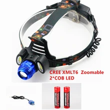 Shuo/Li De 1300 люмен USB Перезаряжаемые светодиодная осветительная фара CREE XMLT6+ 2COB фара