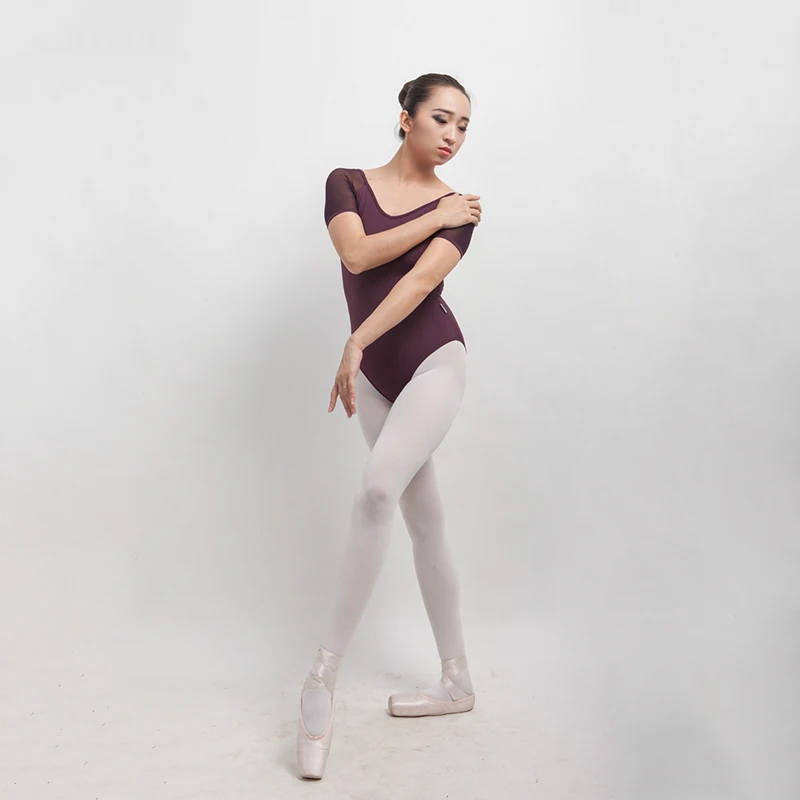Балетное трико для женщин с коротким рукавом удобный балетный тренировочный танцевальный костюм для взрослых высокое качество гимнастический трико