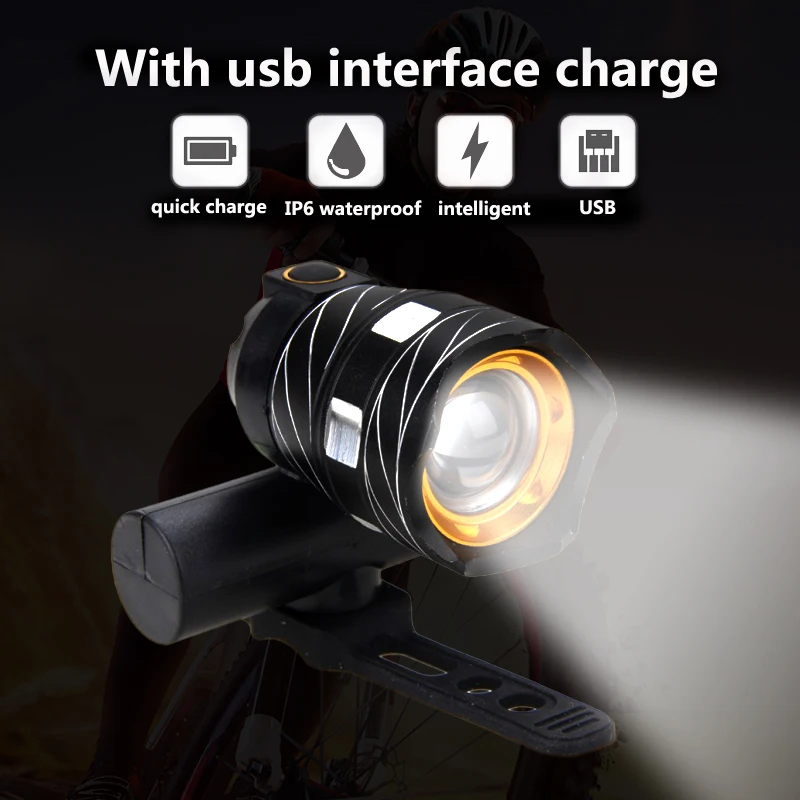 Велосипедный головной светильник, светильник-вспышка с 3 режимами, фонарь T6 светодиодный USB линейный задний светильник, регулируемый, масштабируемый, передний велосипедный светильник, перезаряжаемый