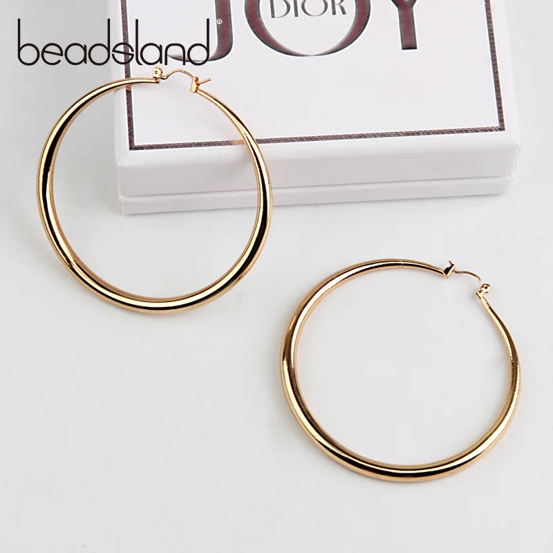 

Beadsland Hoop Earrings Copper Plated With Bright Gold Big Hyperbole Fashion Elegent Design Woman Girl Party Festival Gift 40139