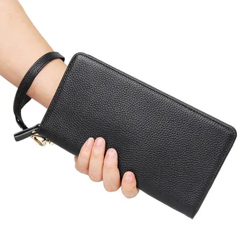 

Men Wallets Genuine Leather Men Long Wallet Clutch Male Money Purses Wrist Strap Wallet Big Capacity Phone Bag Card Holder