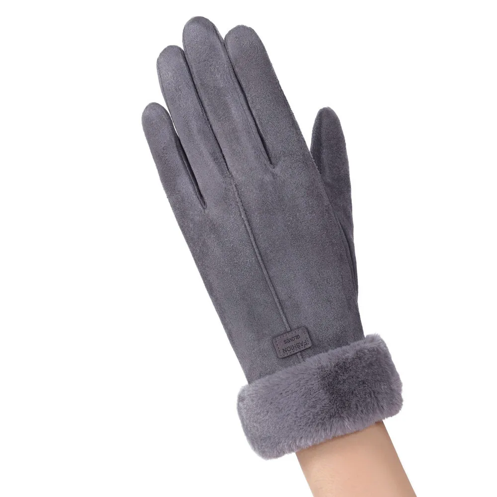 Gray Классические Luvas de inverno женские модные зимние уличные спортивные теплые перчатки варежки Eldiven однотонные розовые Guantes femme 18Nov - Цвет: Gray