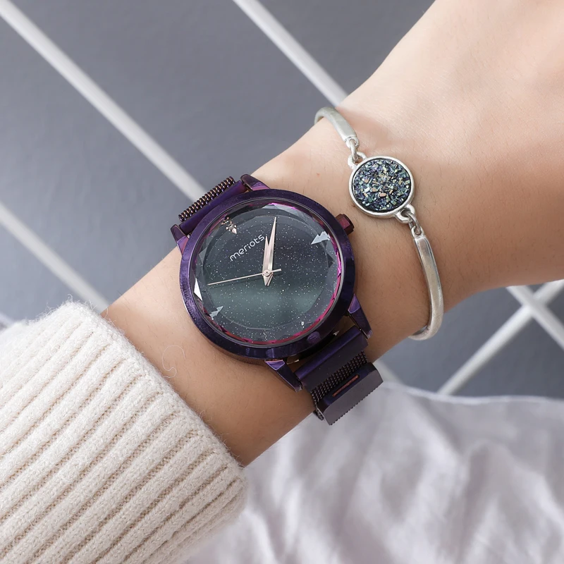 Fashion Women Quartz Watches Luxury Starry Sky Dial Magnet Buckle Ladies Wristwatch Dress Clock Relogio Feminino