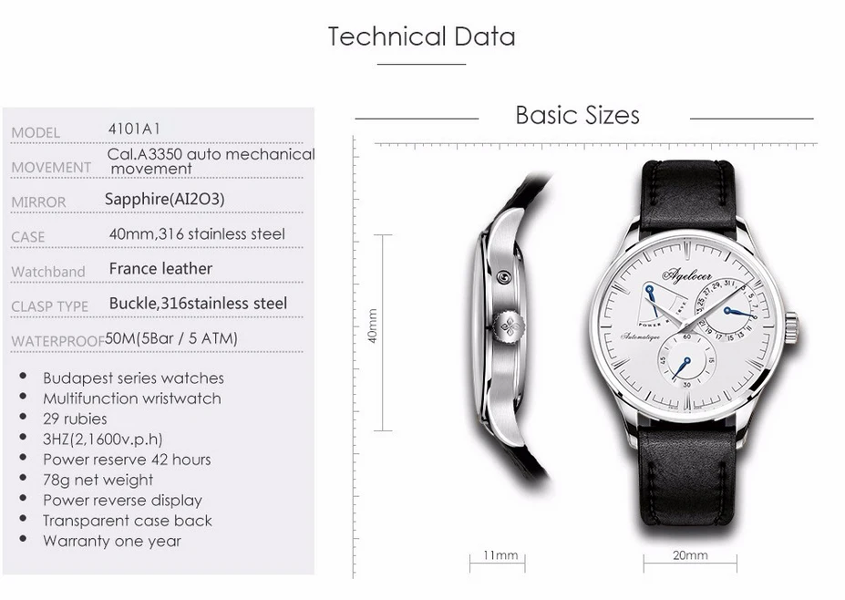 Новый Дизайн Для мужчин армии военные часы Agelocer Для мужчин часы белый Dashboard автоматическое перемещение Для мужчин t Мощность резерв Дисплей