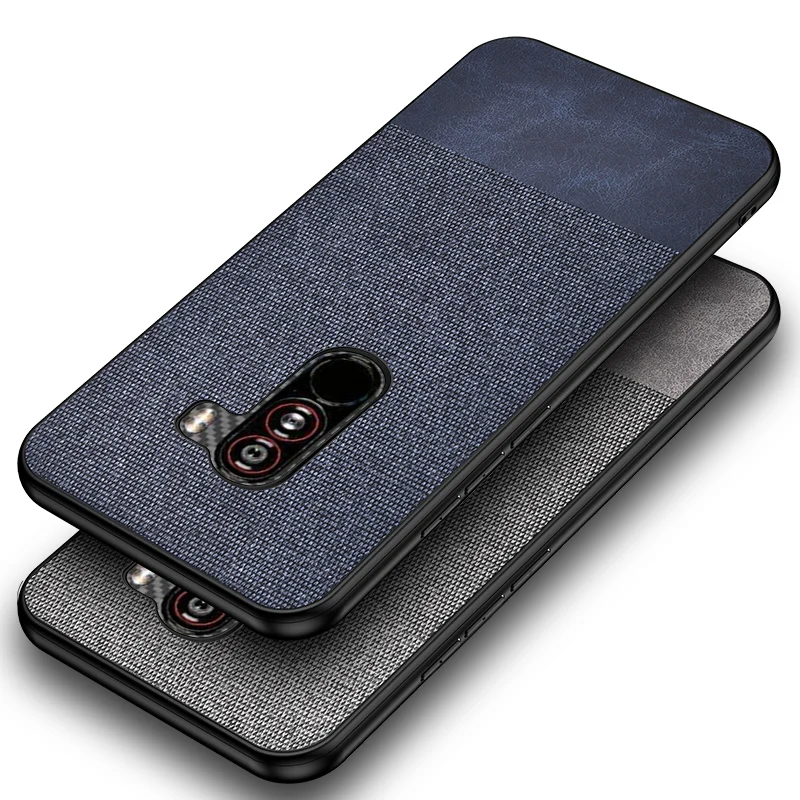 For xiaomi pocophone F1 case Luxury Cloth Fabric Leather phone case for pocophone F1 poco F1 business shockproof back cover
