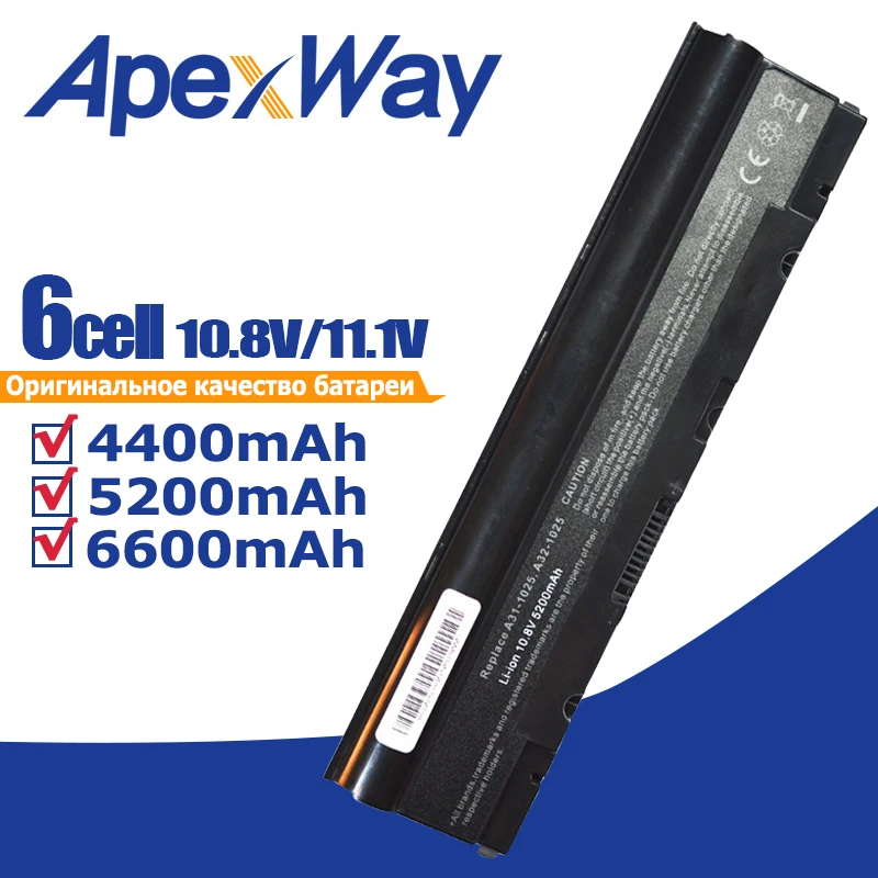 ApexWay 11 1 V 4400mAh аккумулятор для ноутбука Asus Eee PC A31-1025 1025C 1225 1025 EPC 1225B 1225C R052 R052C R052CE |