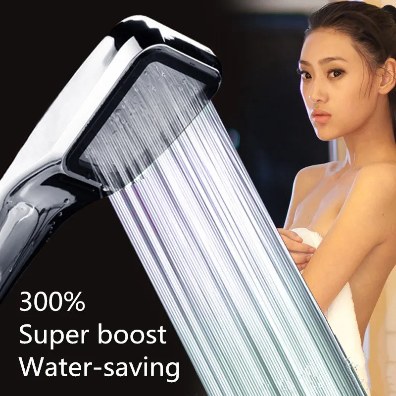 

30% Water Saving 300% Pressure Boost shower head Chuveiro 300 Holes Quality ABS chrome hand hold Bathroom Shower Head