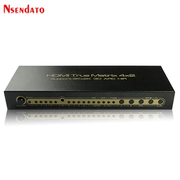 

4K*2K HDMI True Matrix 4X2 4K HDMI Switcher Adapter Support ARC SPDIF 4 In 2 Out 4x2 HDMI 2CH 5.1CH Audio Extractor Splitter