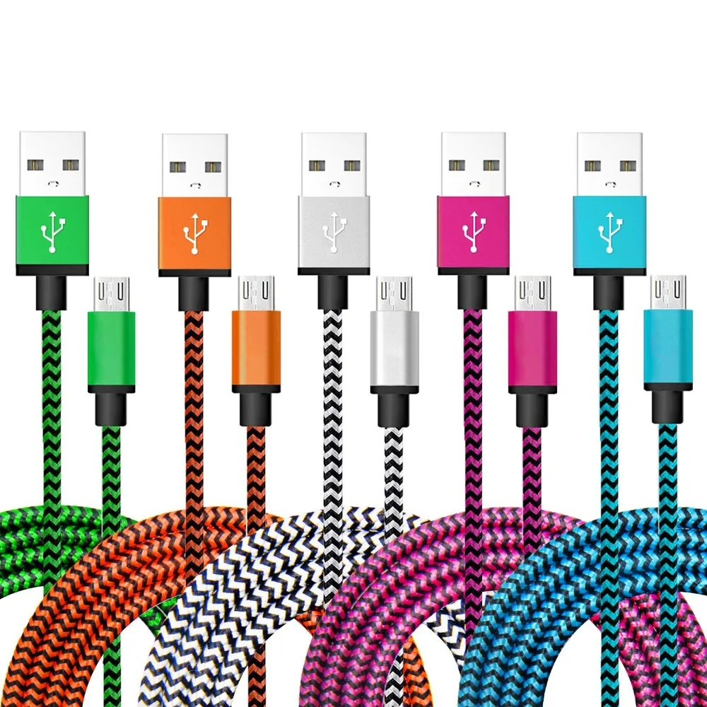  1M New Original 5Colors Braided Fabic Nylon Woven USB Data Sync Charger Cable Cord Wire for Samsung Galaxy HTC Android phone 