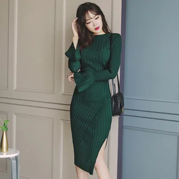 

Maxi Women Office Bandage Long Sexy Party Vintage Bodycon Dark Green Sweater Vestido De Festa Ukraine Dresses Plus Size Longo