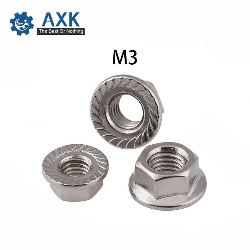 Free Shipping 50pcs/Lot304 Stainless Steel Flanged Hex Nut Flange M3 DIN6923 | Обустройство дома