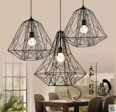 

American Vintage pendant lamp light coffee bar cage individuality creative Diamond Pendant ZH GY182