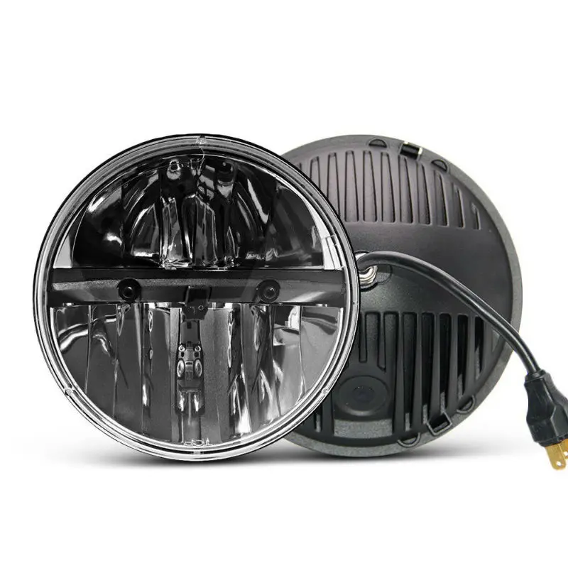 Pair 7&quot Inch LED H4 Headlight 7 Round Headlamps for Jeep Wrangler Lada 4x4 urban Niva Land Rover 90/110 Defender | Автомобили и