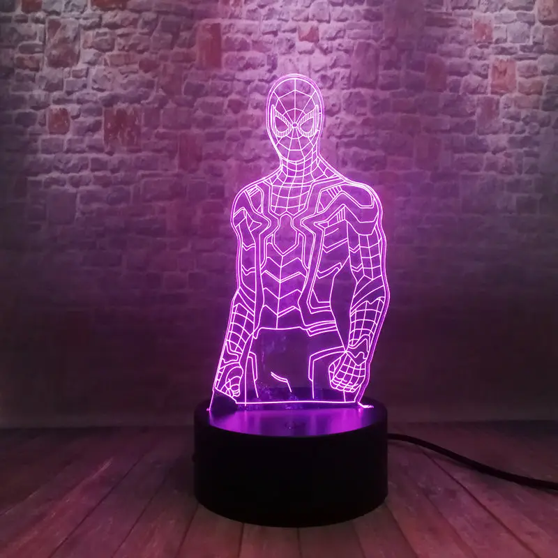 

Avengers Endgame Spiderman Figurines 3D Led Lamp 7 Colors Change Nightlight Marvels Spider-man Model action & toy figures