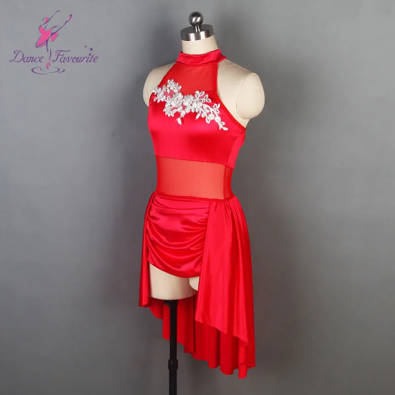 Красный атласный лиф балетное платье для девочек и женщин сценический балетный костюм лирическое танцевальное платье