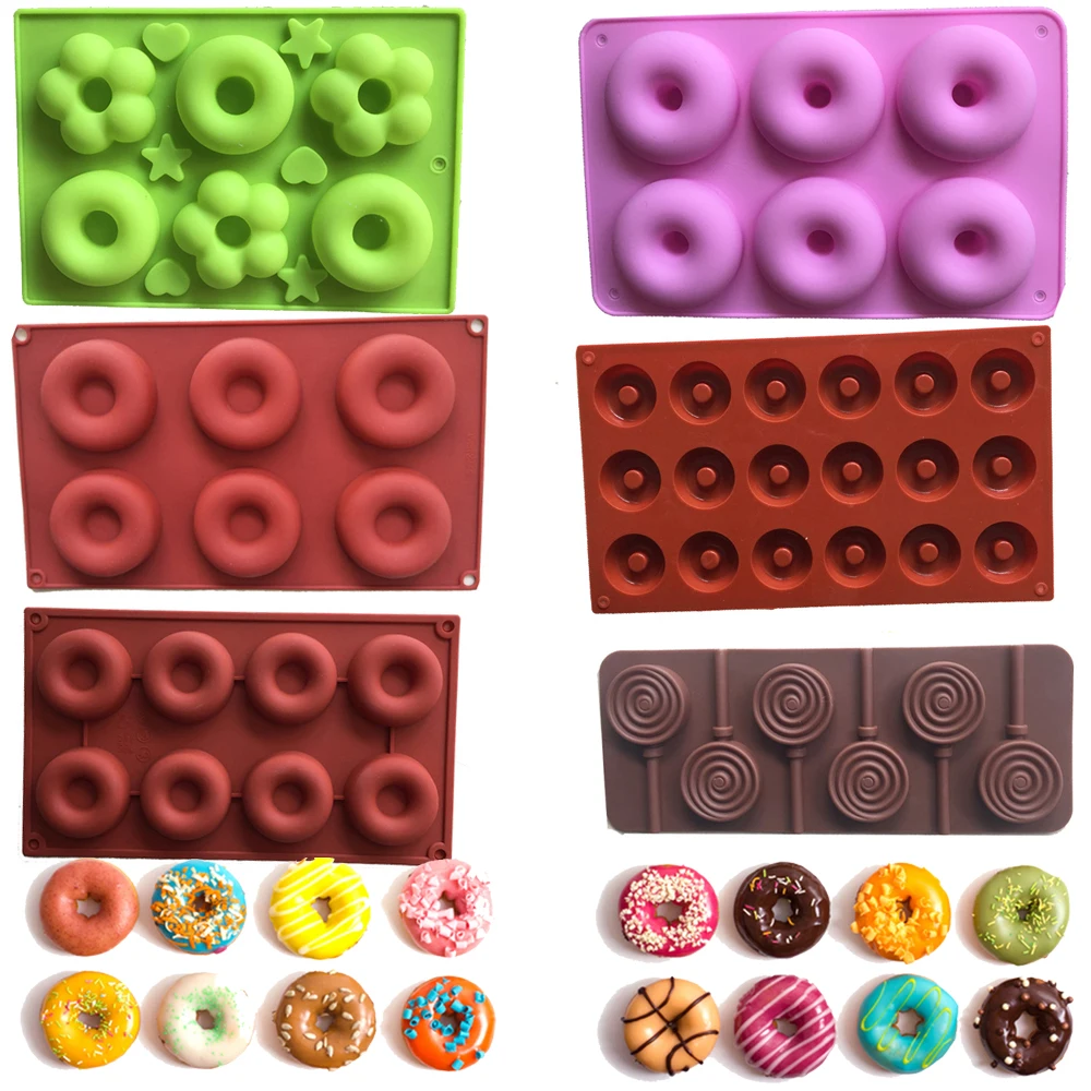 

6-Cavity Silicone Donut Baking Pan Non-Stick Mold Dishwasher Cake Decoration Tools Safe Baking Tray Maker Biscuit Bagels Muffins