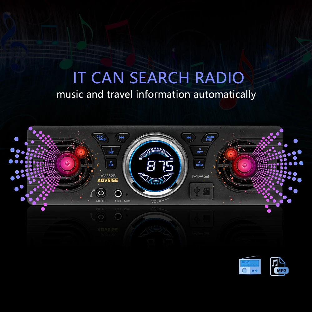 Автомагнитола AMPrime 1din универсальная 1 DIN 12 В FM MP3 Bluetooth с функцией громкой связи