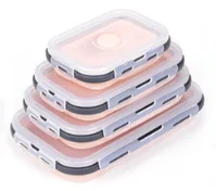 Силиконовые Коробки для обедов складной Портативный коробка чаша бенто Коробки складной Еда контейнер 350/500/800/1200 мл Еда контейнеры для хранения - Цвет: Pink