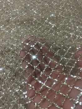 

High quality glitter gold French tulle lace fabric African net lace fabric for wedding party dress