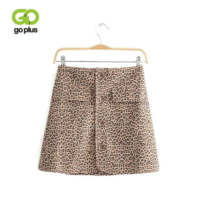 

GOPLUS Sexy Leopard Print Mini Skirts Womens Fashion 2019 New Arrival Buttons High Waist Skirts Women Streetwear A Line Skirt