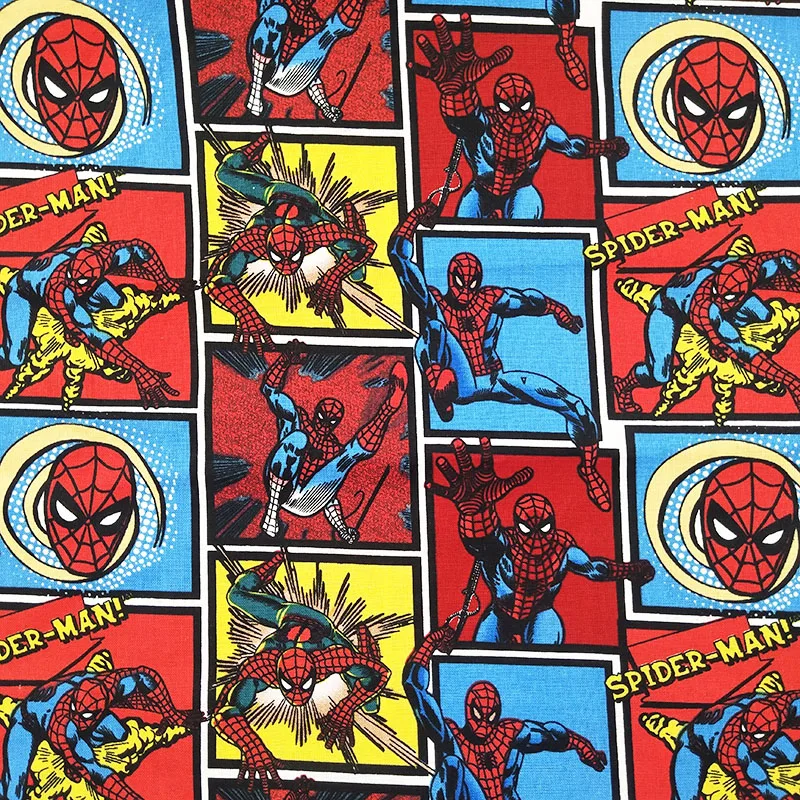 Wide 100cm Cartoon Spiderman Fabric Printing Red Spider man Cotton Fabric Sewing Home Patchwork