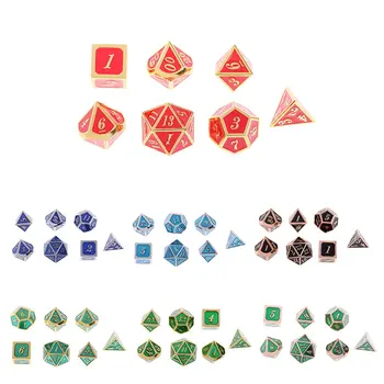 

14pcs Alloy Polyhedral Dice 14mm D4 D6 D8 D10 D12 D20 Multi-sided Dice for Dungeons Dragons MTG RPG Table Game Creative Toy Gift