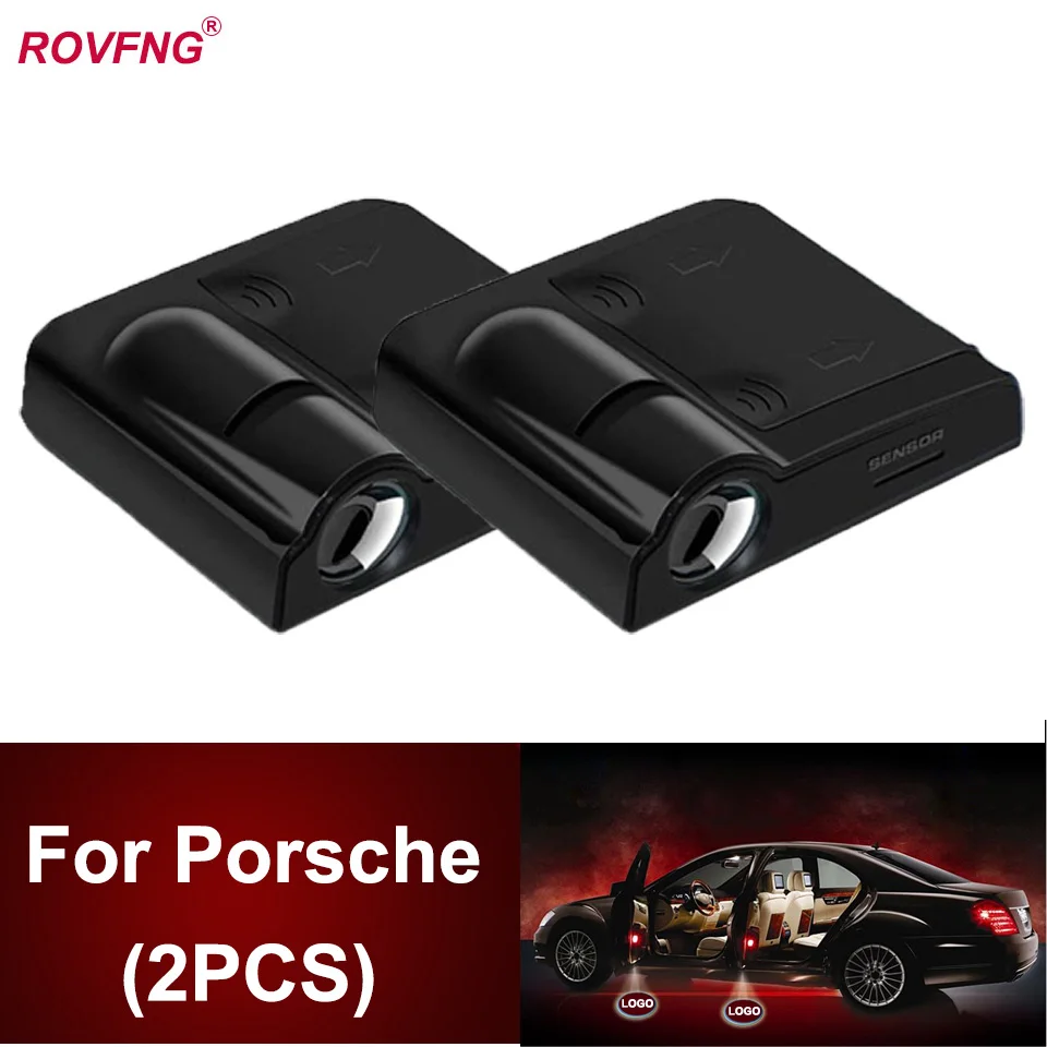 

ROVFNG Welcome Car Led Door Light Laser Logo Projector For Porsche Cayenne 958 Macan Boxster Panamera 944 Cayman 911 968