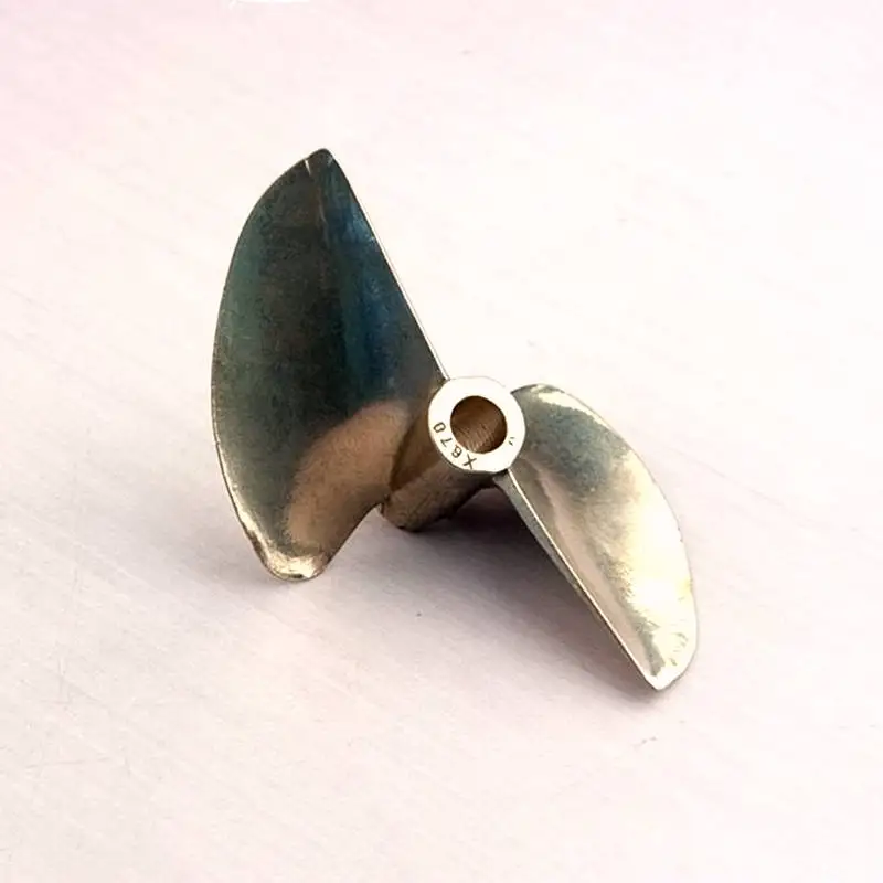 

RC boat metal precision die-cast bronze 2-blade propeller positive 6.35mm diameter pitch 1.4" copper prop