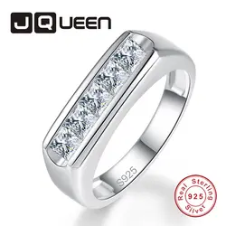 JQUEEN 3*3 мм квадратный белый циркон Для мужчин кольцо 100% S925 кольцо стерлингового серебра Для мужчин Fine Jewelry best подарок для мужа с коробкой