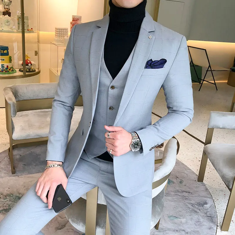 YUSHU Business Formal Men Suit Prom Tuxedo Slim Fit Suit 3 Piece Men Groom Wedding Suits For Men Custom Blazer Terno Masuclino YUSHU Business Formal Men Suit Prom Tuxedo Slim Fit Suit 3 Piece Men Groom Wedding Suits For Men Custom Blazer Terno Masuclino