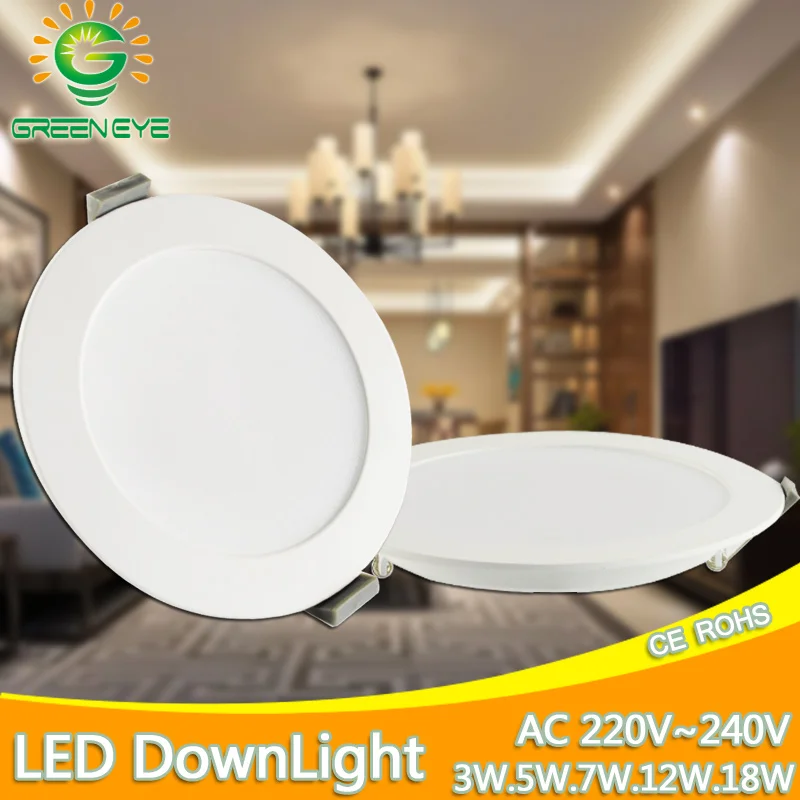 Beste Ultra Dunne LED Downlight 3 w 5 w 7 w 12 w 18 w AC 220 v 240 v 2835SMD LED ronde panel licht Koud Wit Warm Wit Binnenverlichting