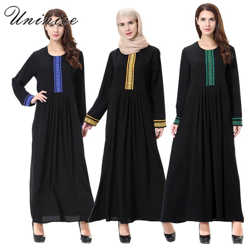 

Embroidery Long Sleeve Waist Tie Muslim Dress Islamic Arab Robe Abaya Turkish Djellaba Linen Long Maxi Dresses Women