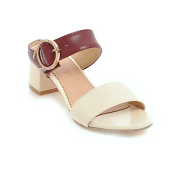 

18 years summer new comfortable thick heel with open toe size code 31-48 round head sandals tide 18613