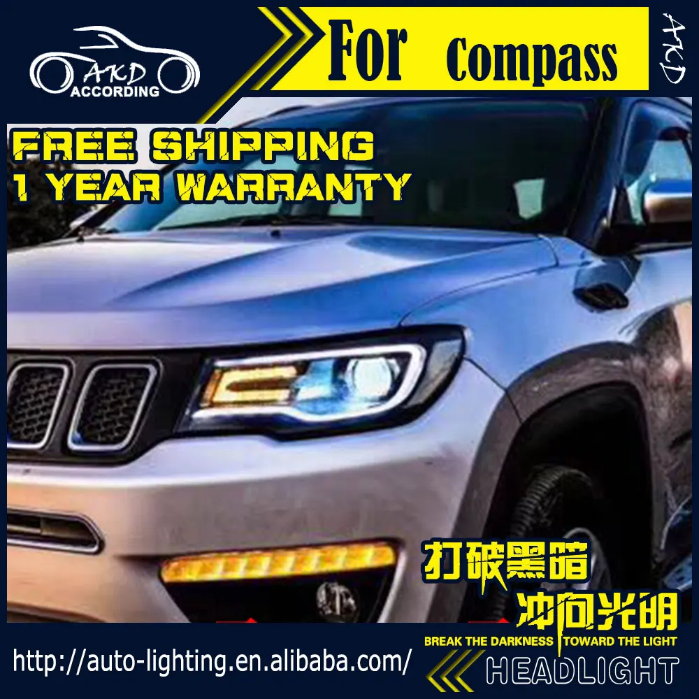 AKD Car Styling Head Lamp for Jeep Compass Headlights 2017 2018 All New